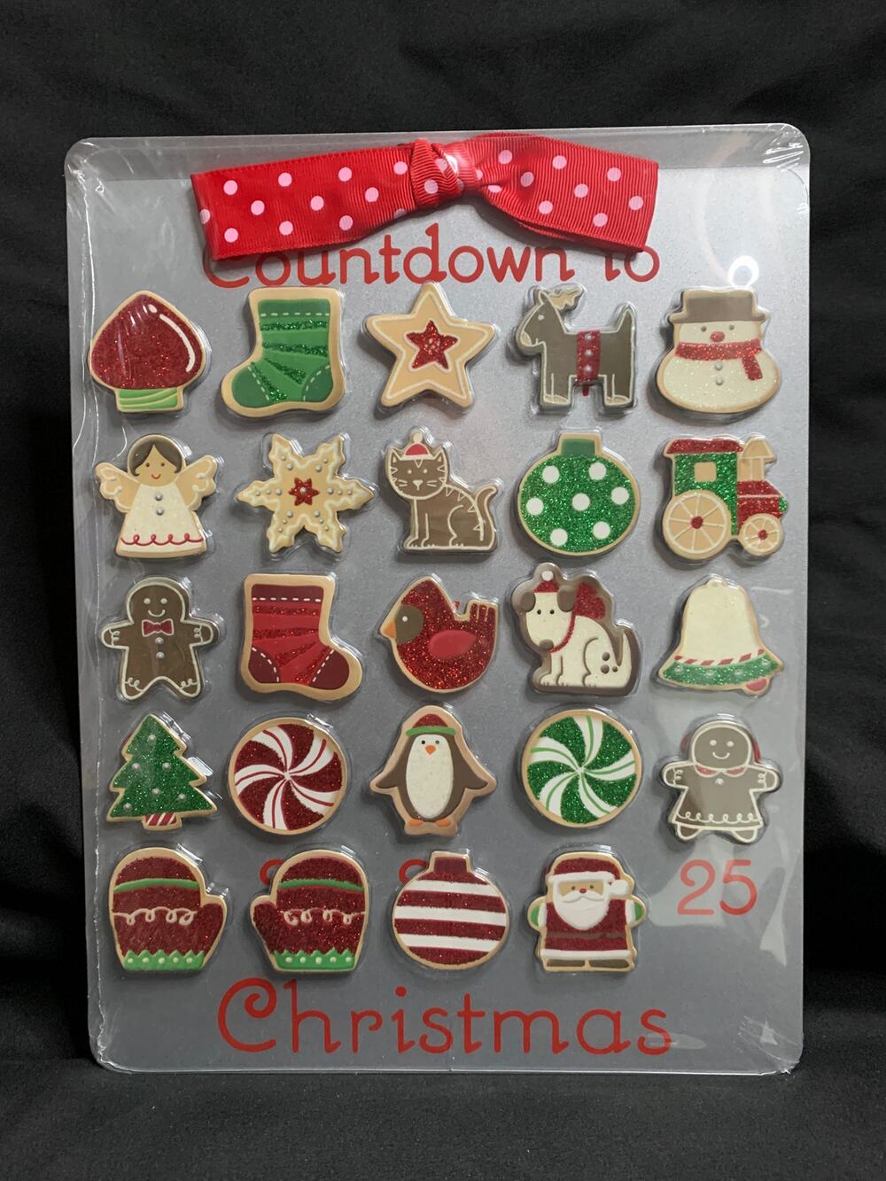 Hallmark Magnetic Countdown to Christmas Cookie Sheet Calendar 24 Magnets NIP